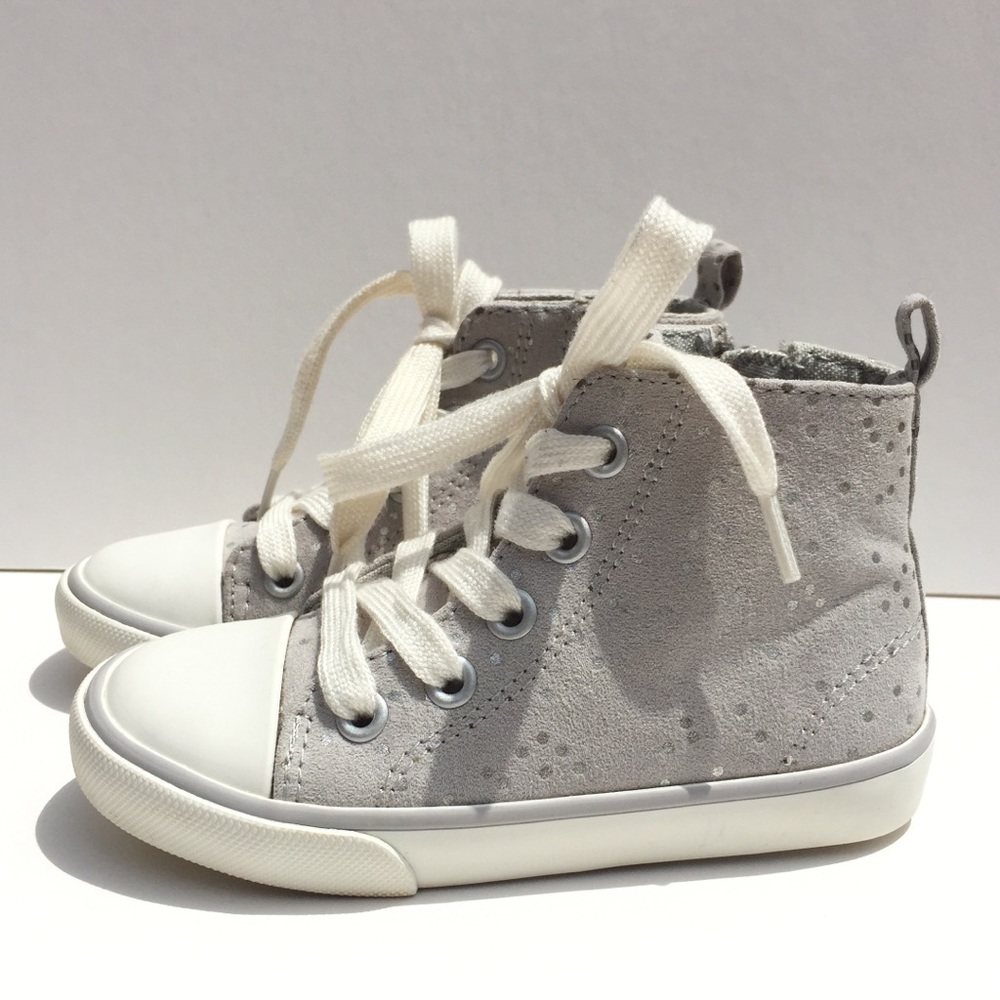 Old Navy Baby Grey Sparkly High Top Sneakers Shoes Size 6